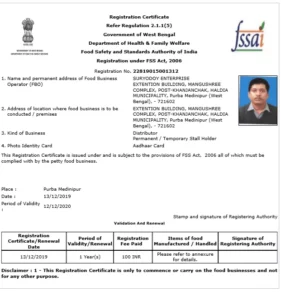 fssai certificate